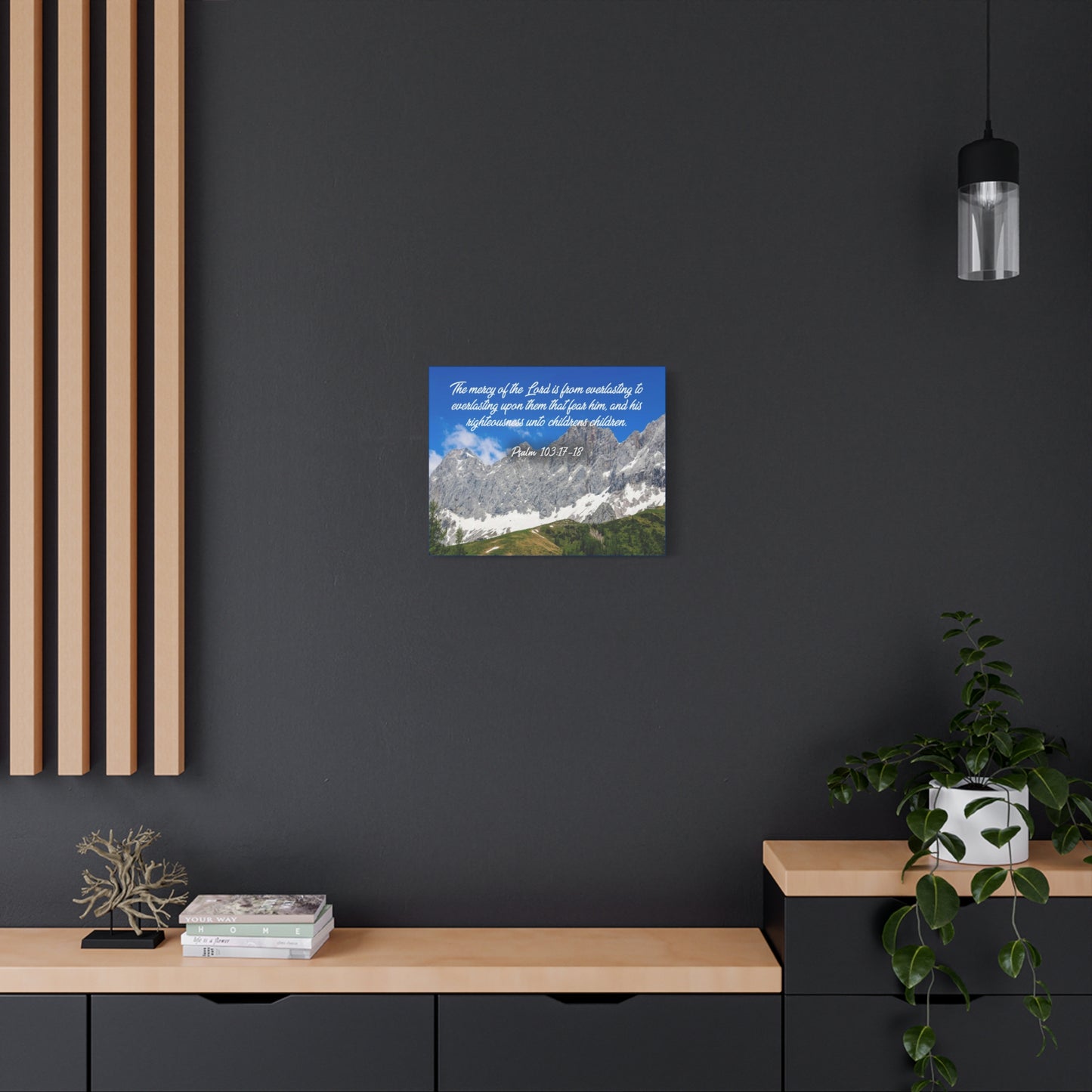Scripture Canvas The Mercy of The Lord Psalm 103:17-18 Christian Wall Art Bible Verse Print Ready to Hang