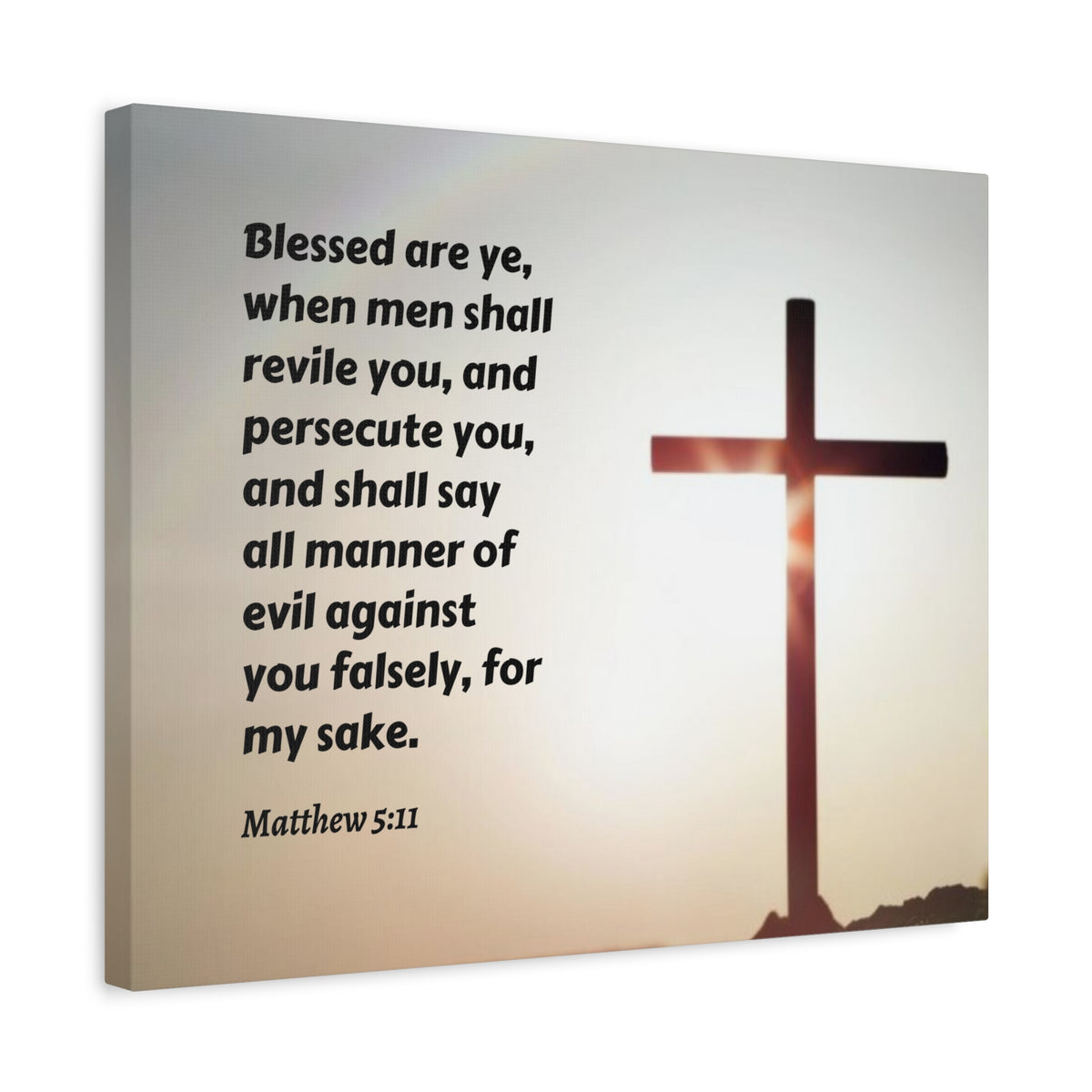 Scripture Canvas All Manner Matthew 5:11 Christian Wall Art Bible Verse Print Ready to Hang