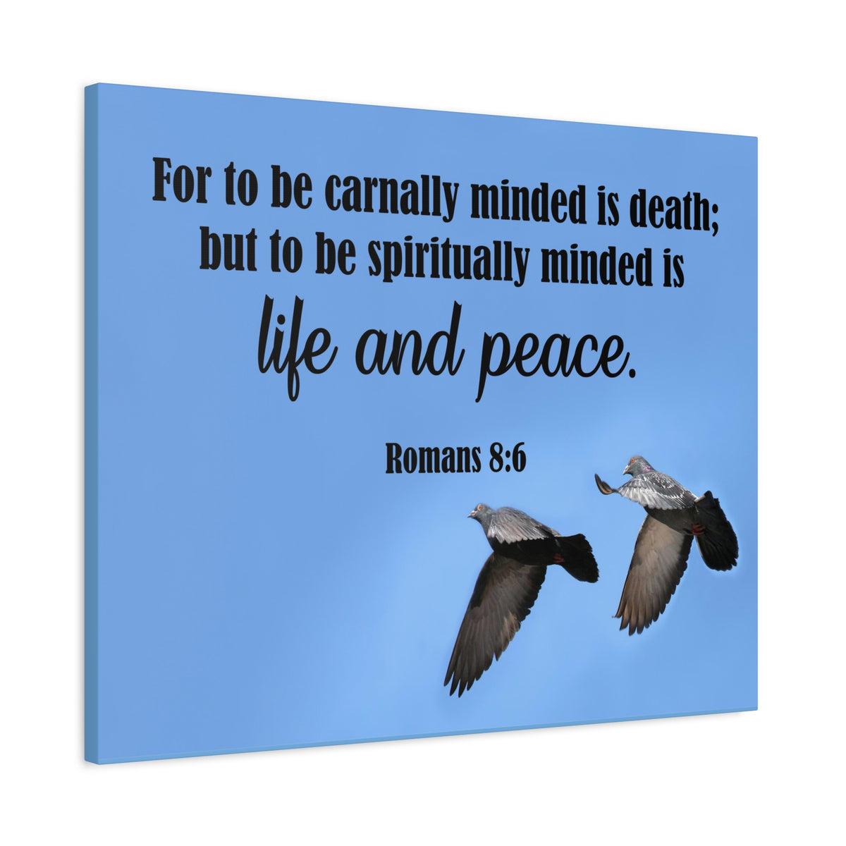 Scripture Canvas Spiritually Minded Romans 8:6 Christian Wall Art Bible Verse Print Ready to Hang