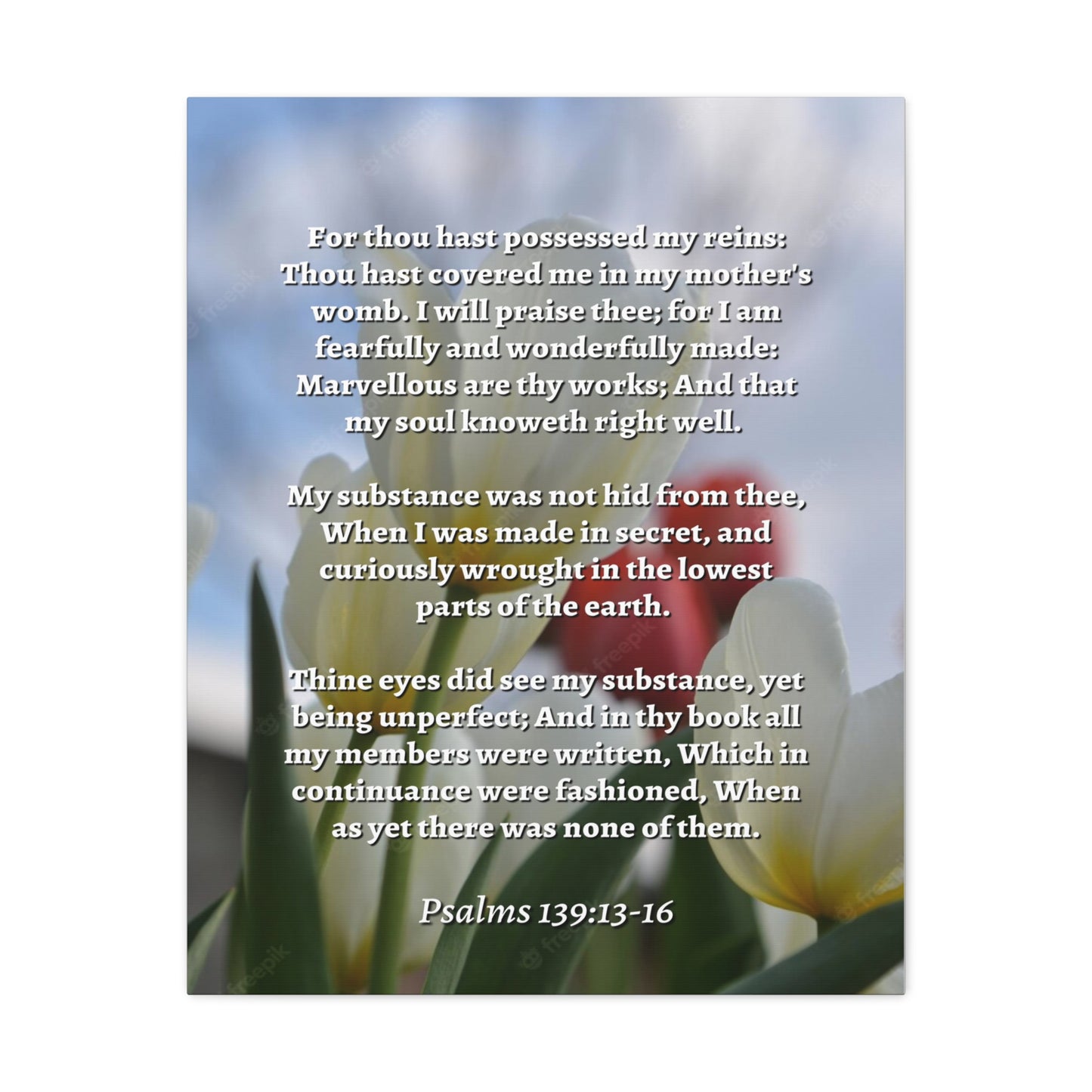 Wonderfully Made Psalm 139:14 Flower Bible Verse Canvas Christian Wall Art Ready to Hang