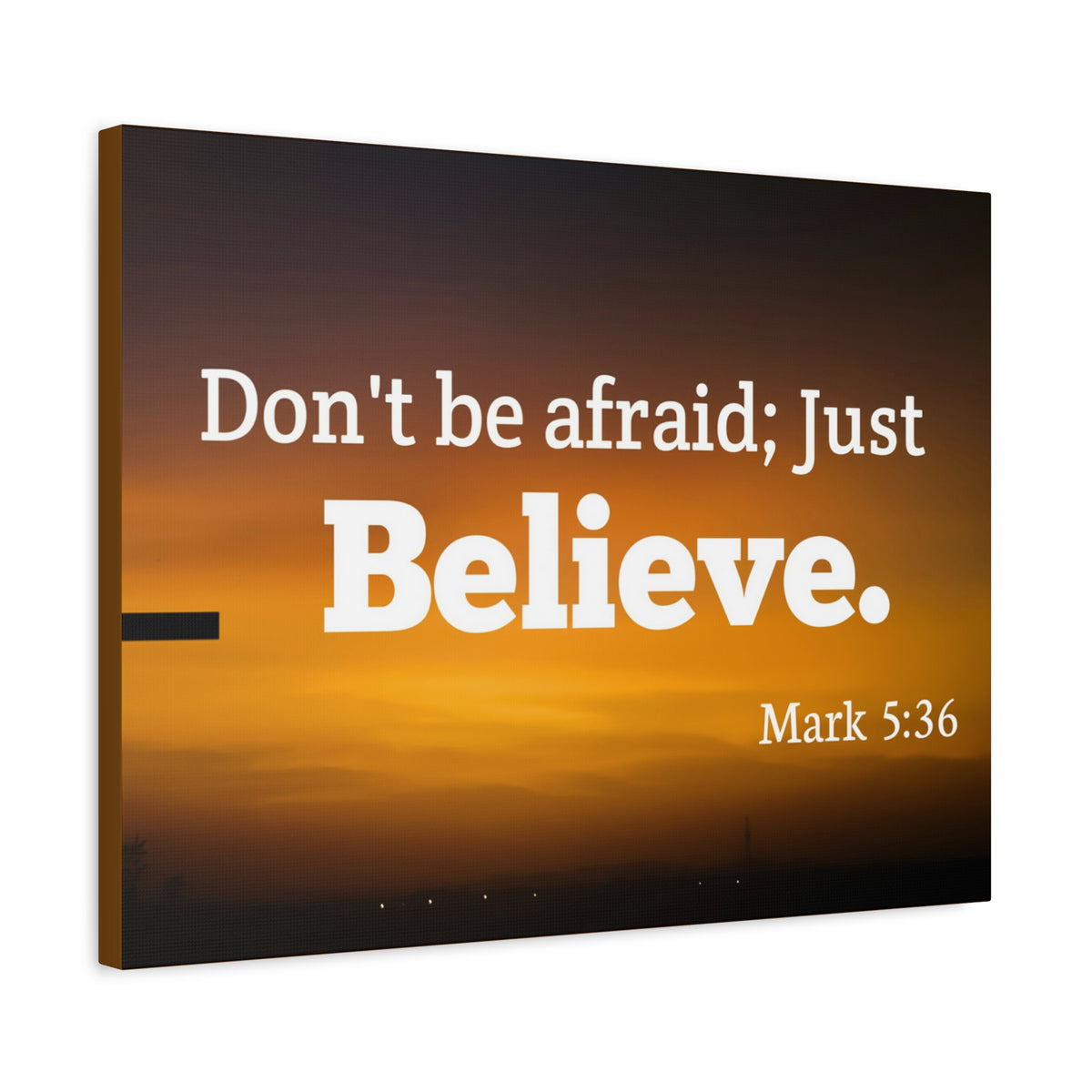 Scripture Canvas Believe Mark 5:36 Christian Wall Art Bible Verse Print Ready to Hang