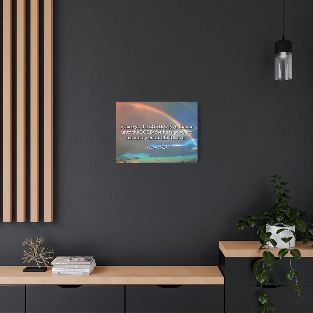 Scripture Canvas Praise Ye Psalm 106:1 Christian Wall Art Bible Verse Print Ready to Hang