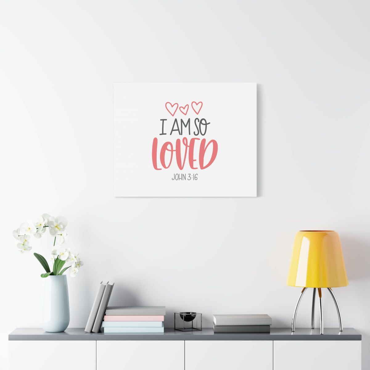 Scripture Canvas I Am So Loved John 3:16 Christian Wall Art Bible Verse Print Ready to Hang