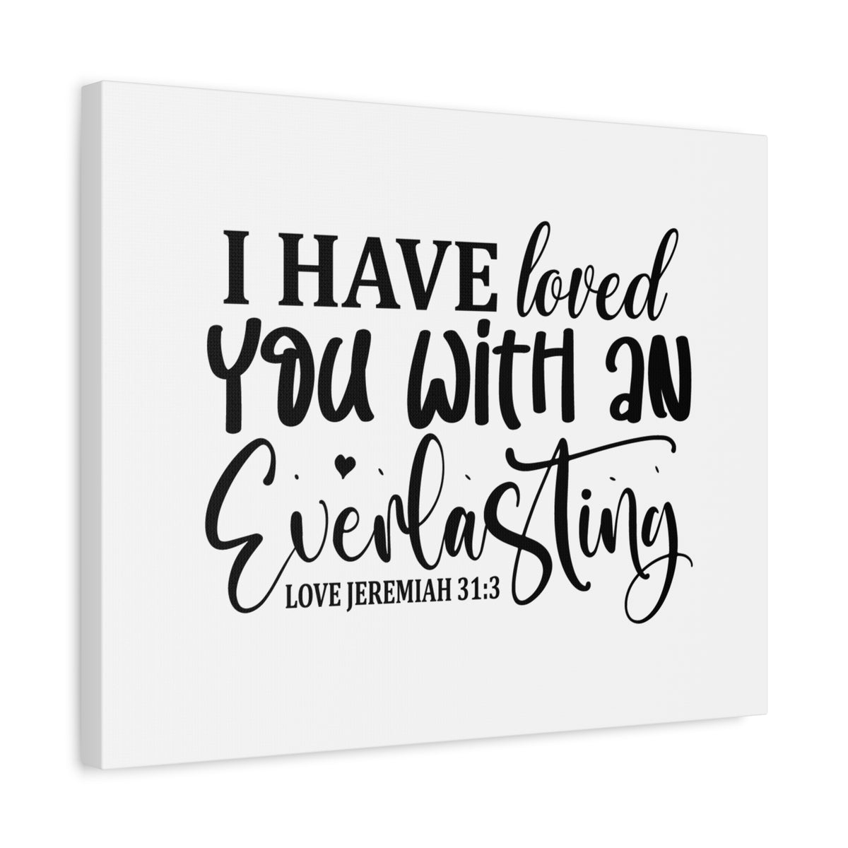 Scripture Canvas Everlasting Love Jeremiah 31:3 Christian Wall Art Bible Verse Print Ready to Hang