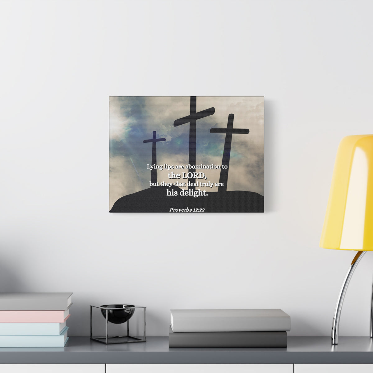 Scripture Canvas Lying Lips Proverbs 12:22 Christian Wall Art Bible Verse Print Ready to Hang