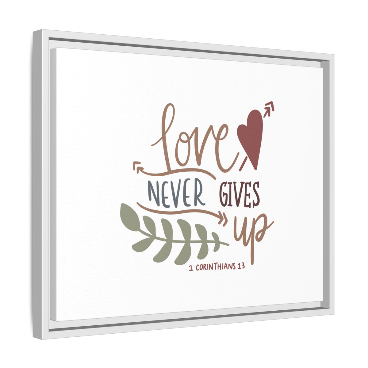 Scripture Canvas Love Never Gives Up 1 Corinthians 13 Christian Wall Art Bible Verse Print Ready to Hang