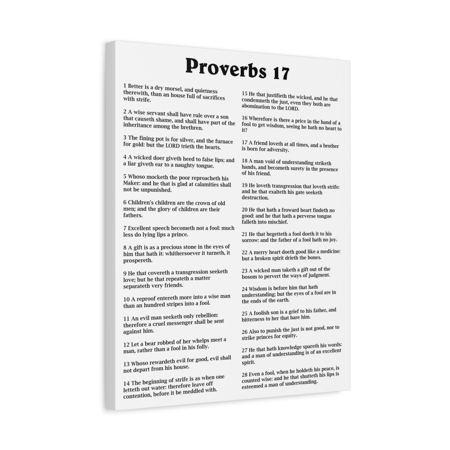 Scripture Walls Proverbs Chapter 17 White Bible Canvas Christian Wall Art Ready to Hang Unframed