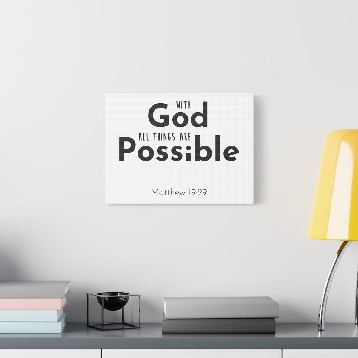 Scripture Canvas With God All Things Matthew 19:29 Christian Wall Art Bible Verse Print Ready To Hang