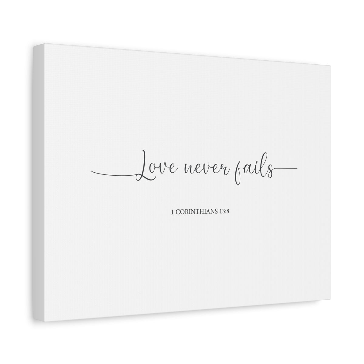 Scripture Canvas Love Never Fails 1 Corinthians 13:8 Christian Wall Art Bible Verse Print Ready to Hang