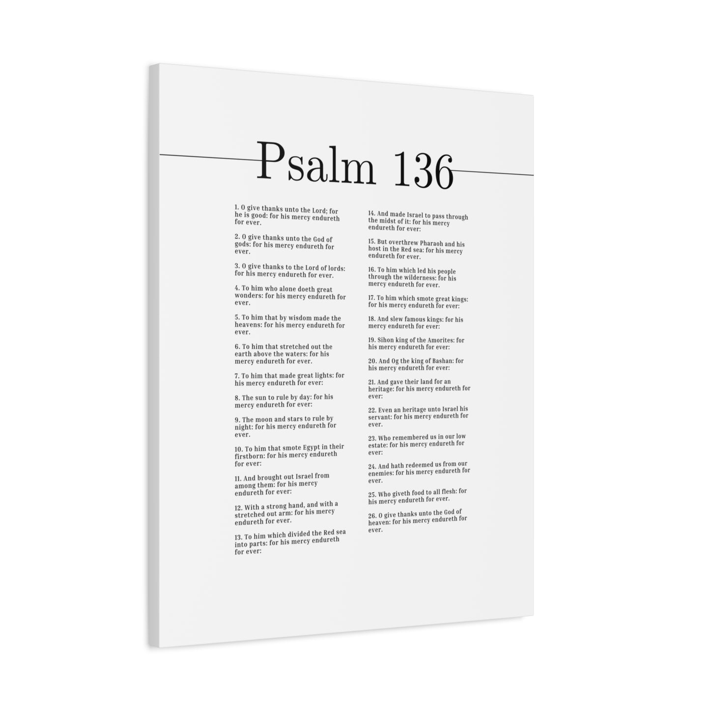 Scripture Canvas Give Thanks Unto God Of Gods Psalm 136 Christian Wall Art Bible Verse Print Ready to Hang