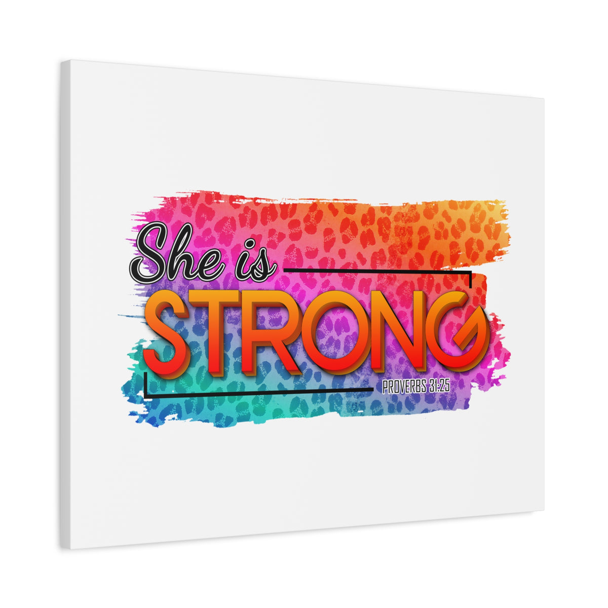 Scripture Canvas She Is Strong Proverbs 31:25 Christian Wall Art Bible Verse Print Ready to Hang