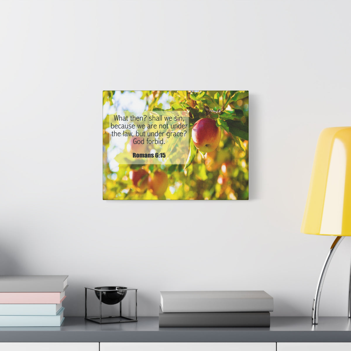 Scripture Canvas God Forbid Romans 6:15 Christian Wall Art Bible Verse Print Ready to Hang