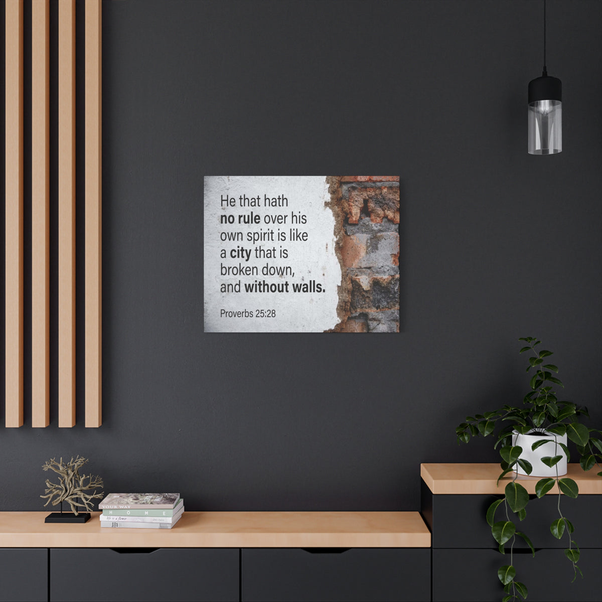 Scripture Canvas No Rule Without Walls Proverbs 25:28 Christian Wall Art Bible Verse Print Ready to Hang