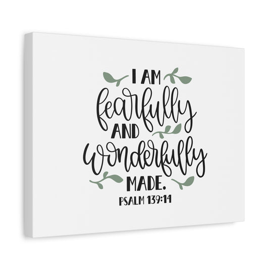 Scripture Canvas Wonderfully Made Psalm 139:14 Christian Wall Art Bible Verse Print Ready to Hang