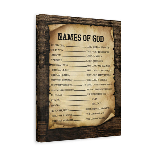 Scripture Canvas Names of God Christian Wall Art Bible Verse Print Ready to Hang