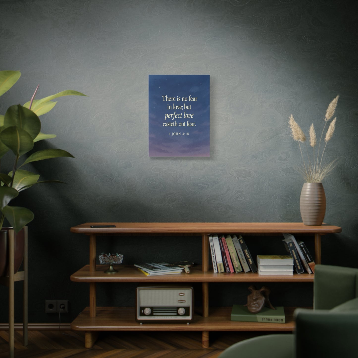 Bible Verse Canvas 1 John 4:18 Christian Home Décor Wall Art Scripture Ready to Hang Faith Print