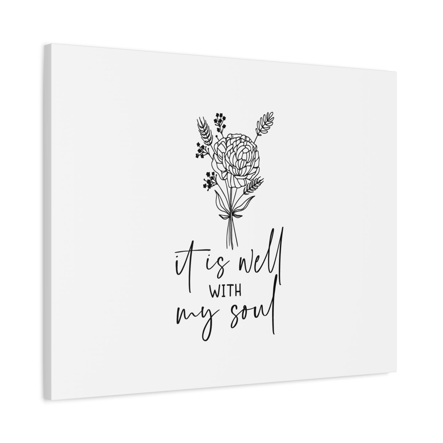 Scripture Canvas It Is Well With My Soul Psalm 42:7 Flower Christian Wall Art Bible Verse Print Ready to Hang
