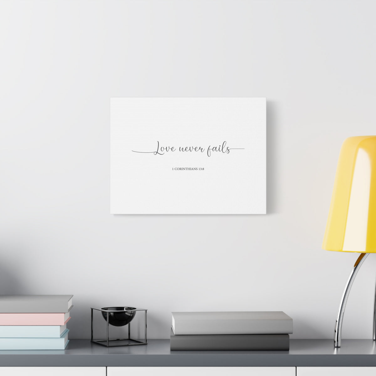 Scripture Canvas Love Never Fails 1 Corinthians 13:8 Christian Wall Art Bible Verse Print Ready to Hang