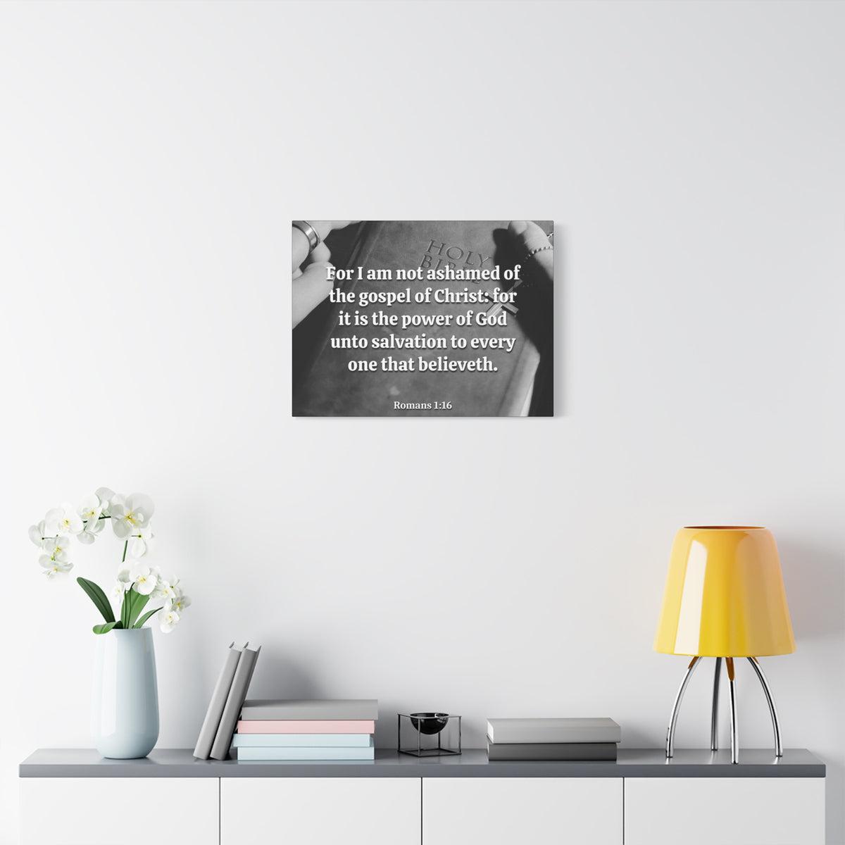 Scripture Canvas God Unto Salvation Romans 1:16 Christian Wall Art Bible Verse Print Ready to Hang