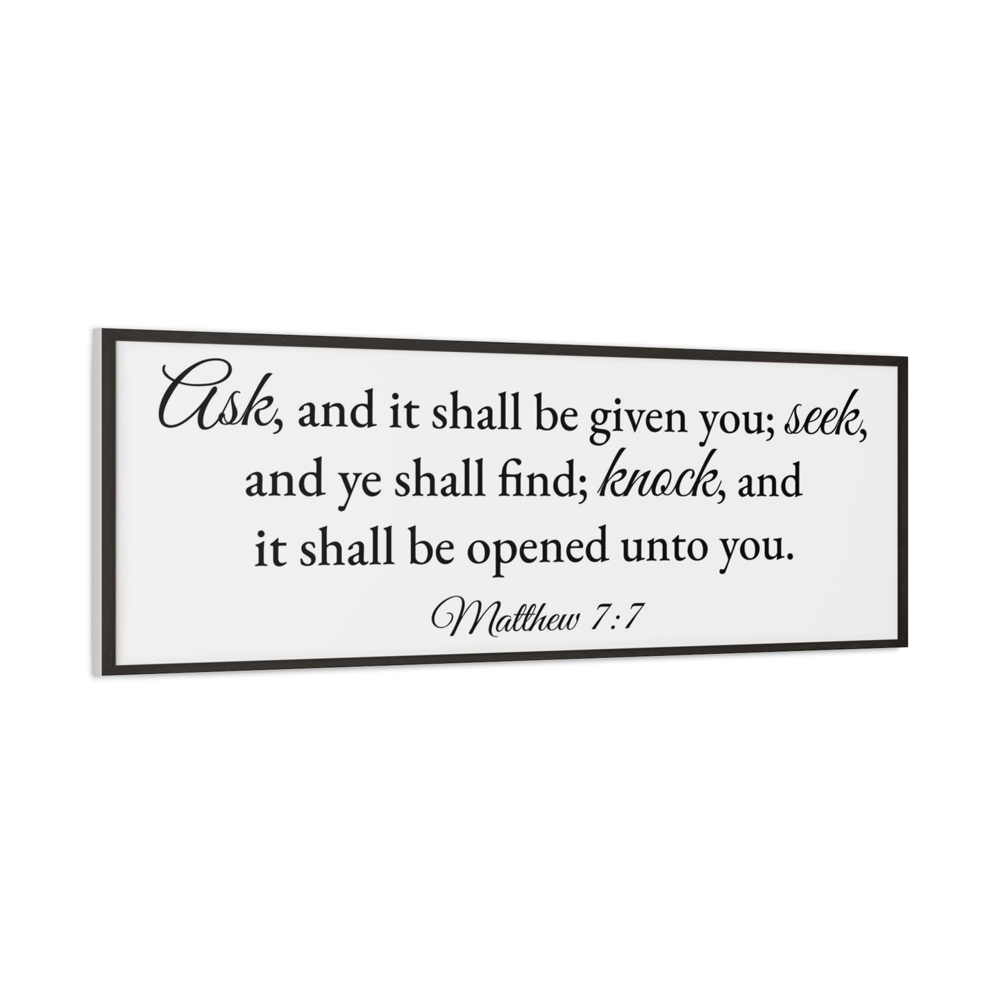 Scripture Walls Matthew 7:7 White Bible Verse Canvas Christian Wall Art Ready to Hang Unframed
