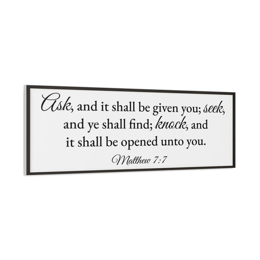 Scripture Walls Matthew 7:7 White Bible Verse Canvas Christian Wall Art Ready to Hang Unframed