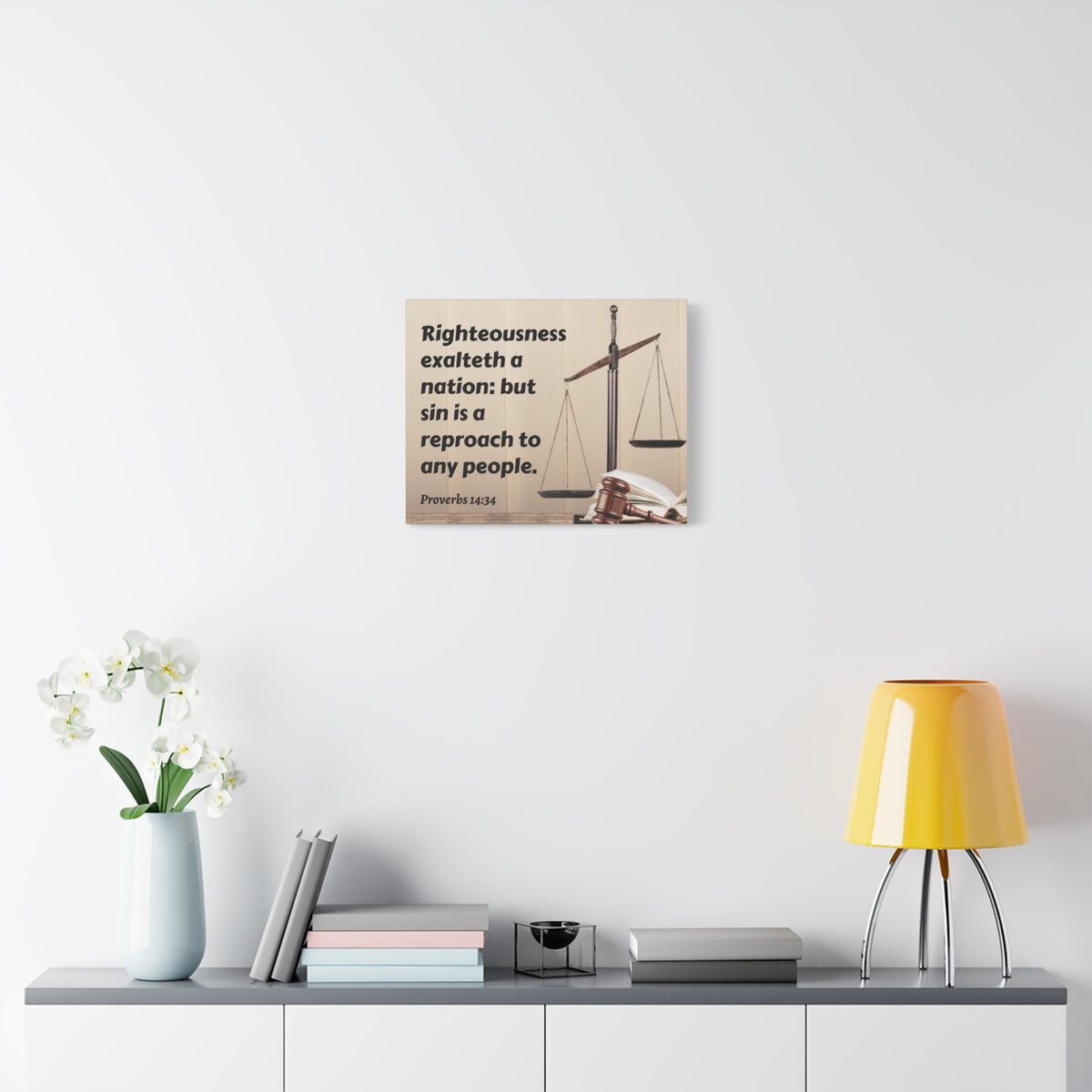 Scripture Canvas Righteousness Proverbs 14:34 Christian Wall Art Bible Verse Print Ready to Hang