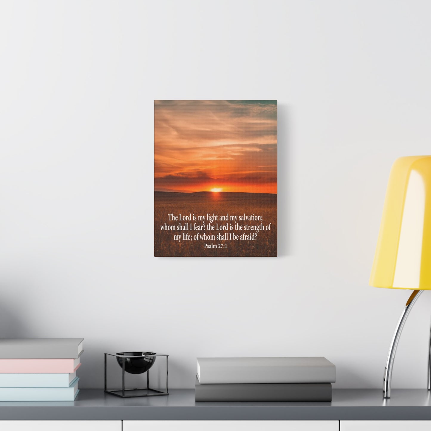 Bible Verse Canvas Lord is My Salvation Psalm 27:1 Christian Wall Décor Scripture Art Ready to Hang