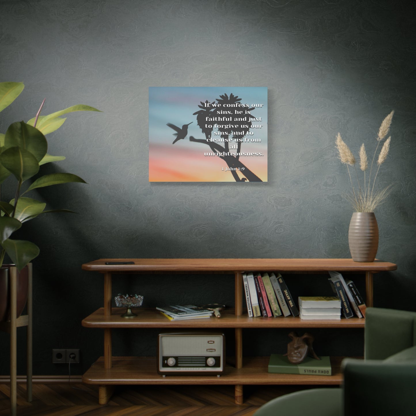 Scripture Canvas Forgive Us 1 John 1:9 Christian Wall Art Bible Verse Print Ready to Hang