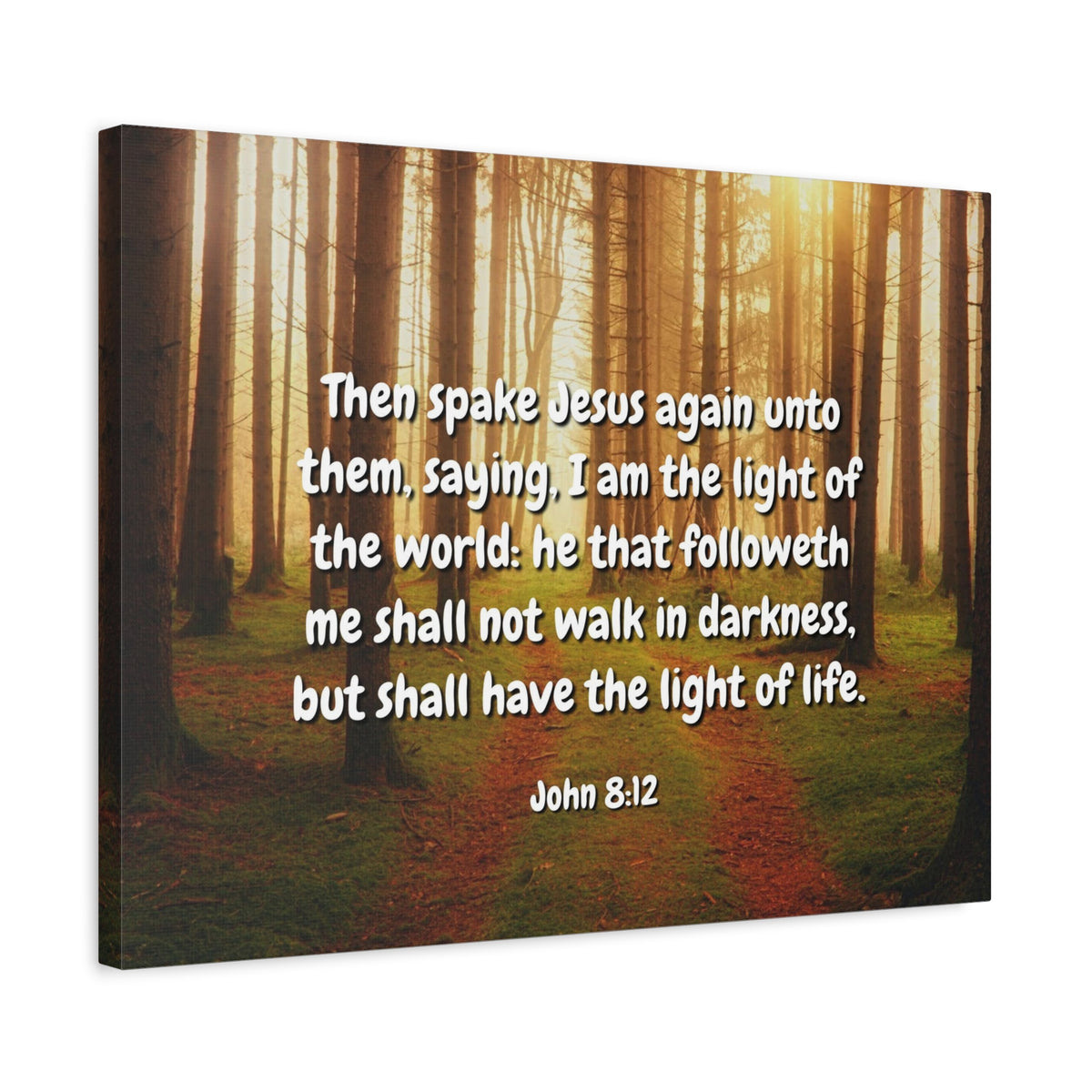 Scripture Canvas Light Of Life John 8:12 Christian Wall Art Bible Verse Print Ready to Hang