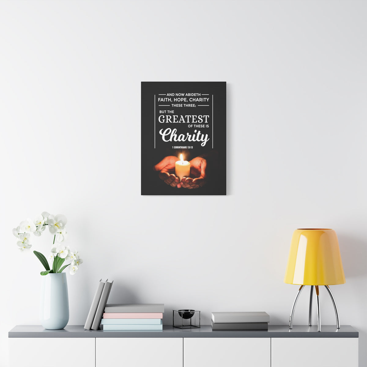 Scripture Canvas Charity 1 Corinthians 13:13 Christian Wall Art Bible Verse Print Ready to Hang