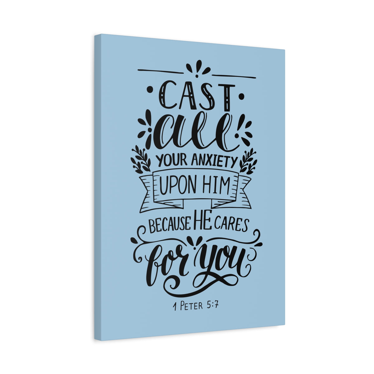 Scripture Canvas He Cares For You 1 Peter 5:7 Christian Wall Art Bible Verse Print Ready to Hang