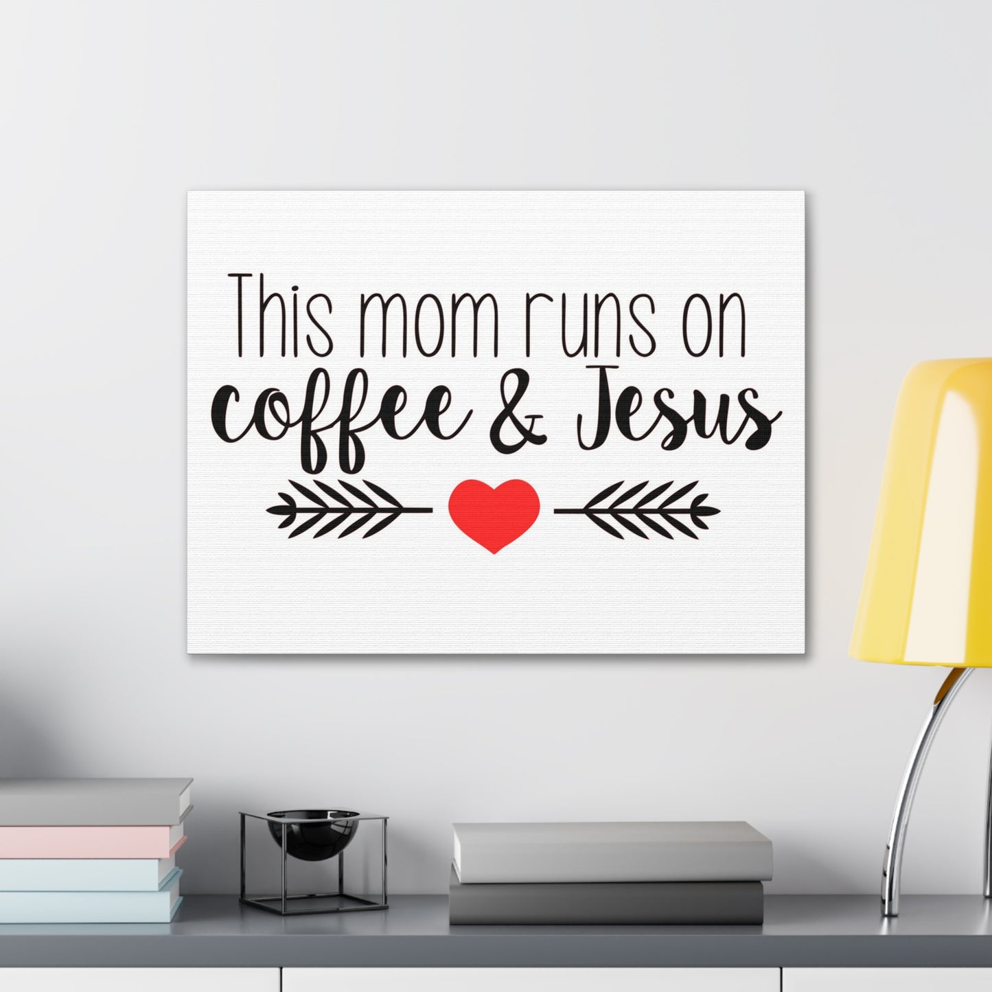 This Mom Runs On Coffee & Jesus Mark 10:27 Coffee Christian Wall Art Print Ready to Hang