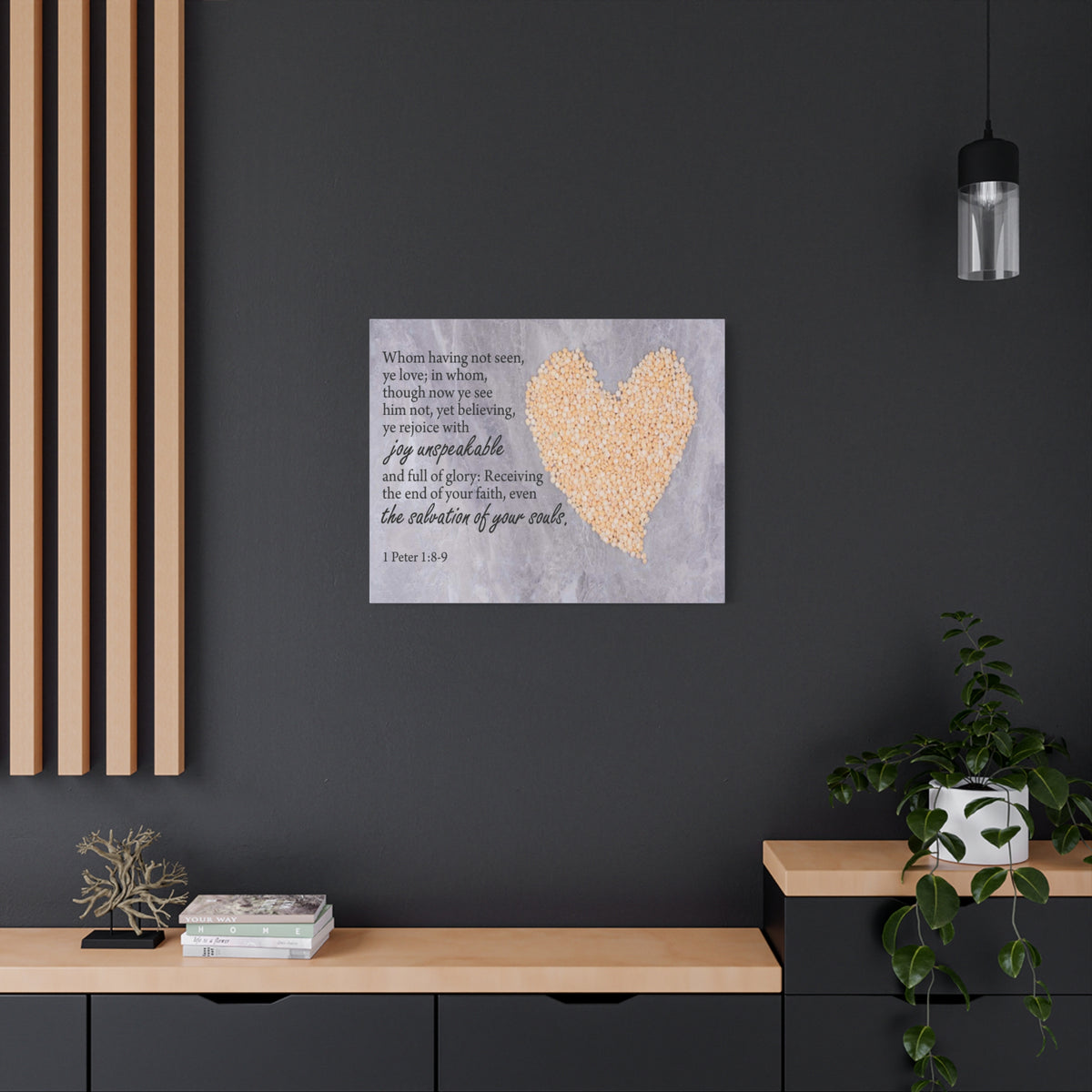 Scripture Canvas The Salvation of Your Souls 1 Peter 1:8-9 Christian Wall Art Bible Verse Print Ready to Hang