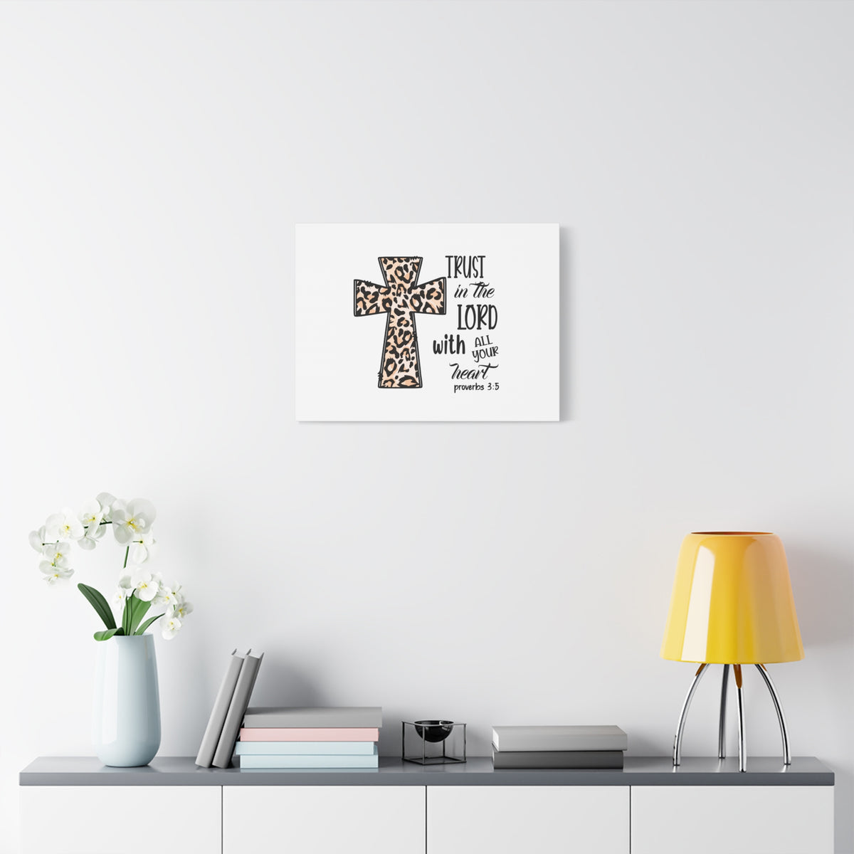 Scripture Canvas Trust In The Lord Proverbs 3:5 Leopard Pattern Christian Wall Art Bible Verse Print Ready to Hang