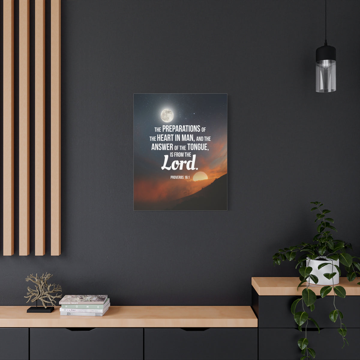 Scripture Canvas Preparations Proverbs 16:1 Christian Wall Art Bible Verse Print Ready to Hang