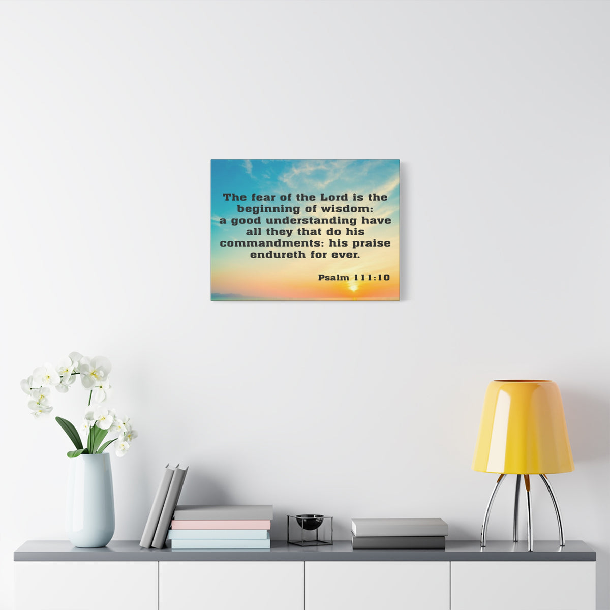 Bible Verse Canvas The Fear of The Lord is The Beginning of Wisdom Psalm 111:10 Christian Home Décor Wall Art Scripture Ready to Hang Faith Print