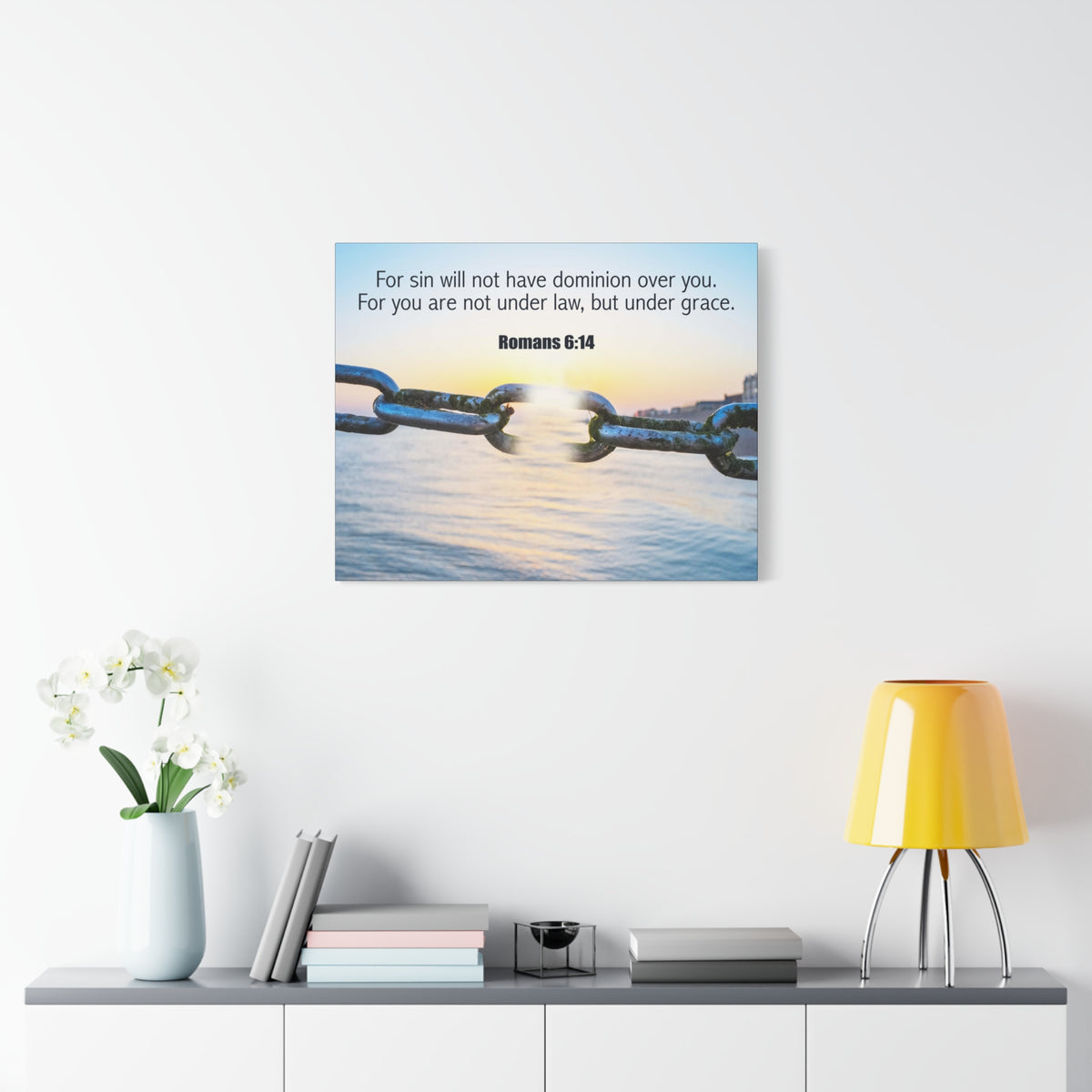 Scripture Canvas Trust Under Grace Romans 6:14 Christian Wall Art Bible Verse Print Ready to Hang