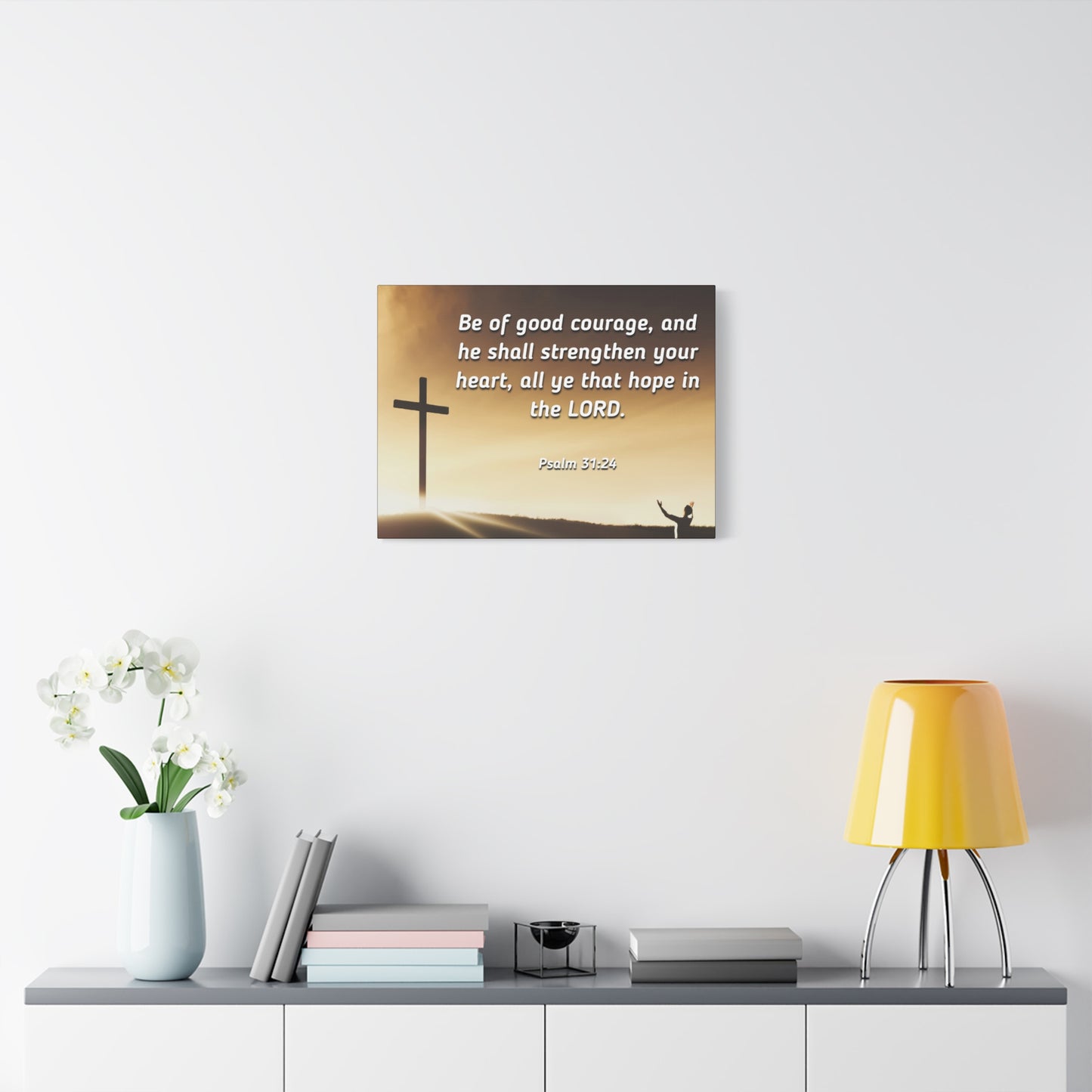 Scripture Canvas Good Courage Psalms 31:24 Christian Wall Art Bible Verse Print Ready to Hang