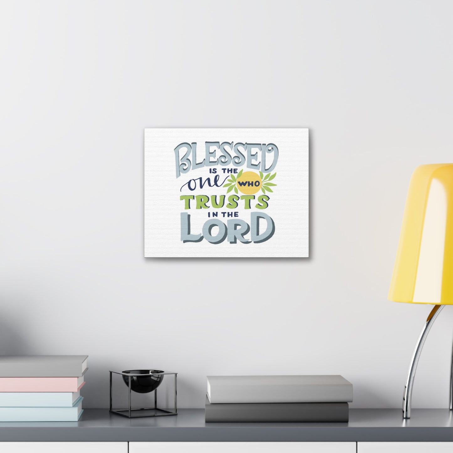 Trust In The Lord Psalm 40:4 Pale Blue Christian Wall Art Bible Verse Print Ready to Hang