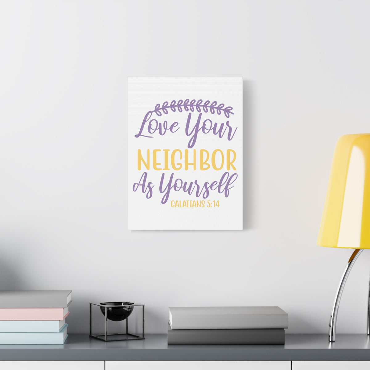 Scripture Canvas Neighbor As Yourself Galatians 5:14 Christian Wall Art Bible Verse Print Ready to Hang