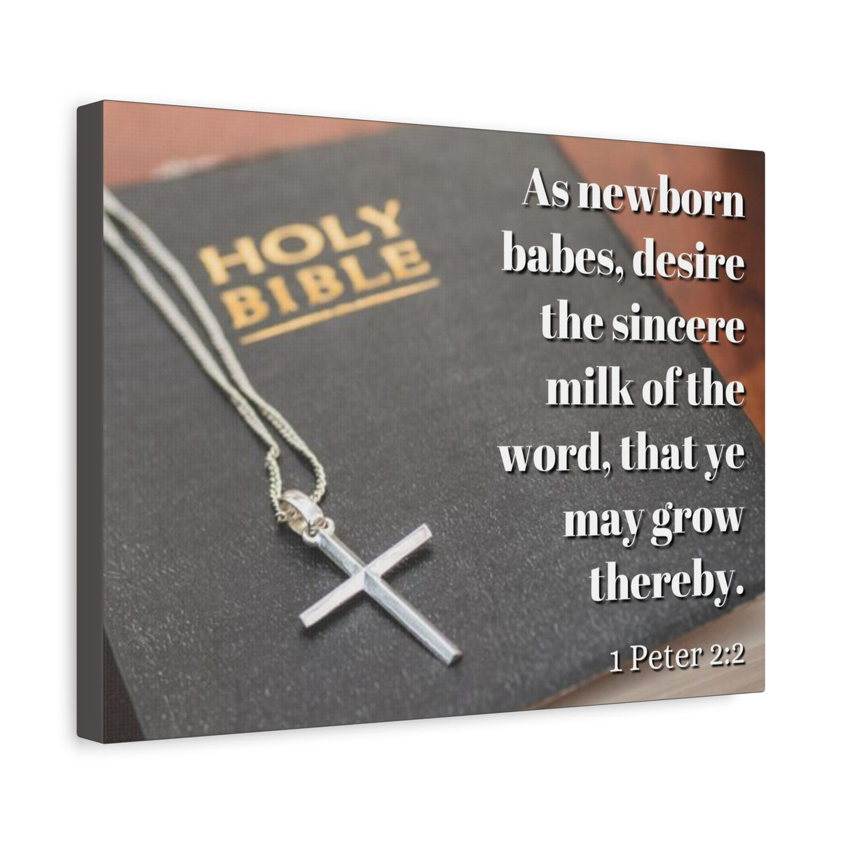 Scripture Canvas Grow 1 Peter 2:2 Christian Wall Art Bible Verse Print Ready to Hang