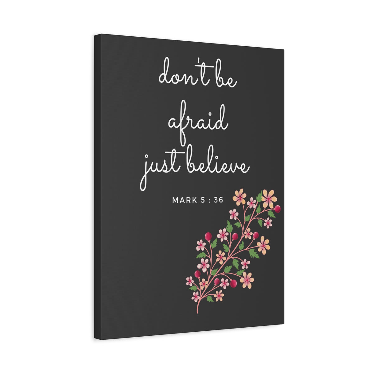 Scripture Canvas Just Believe Mark 5:36 Christian Wall Art Bible Verse Print Ready to Hang