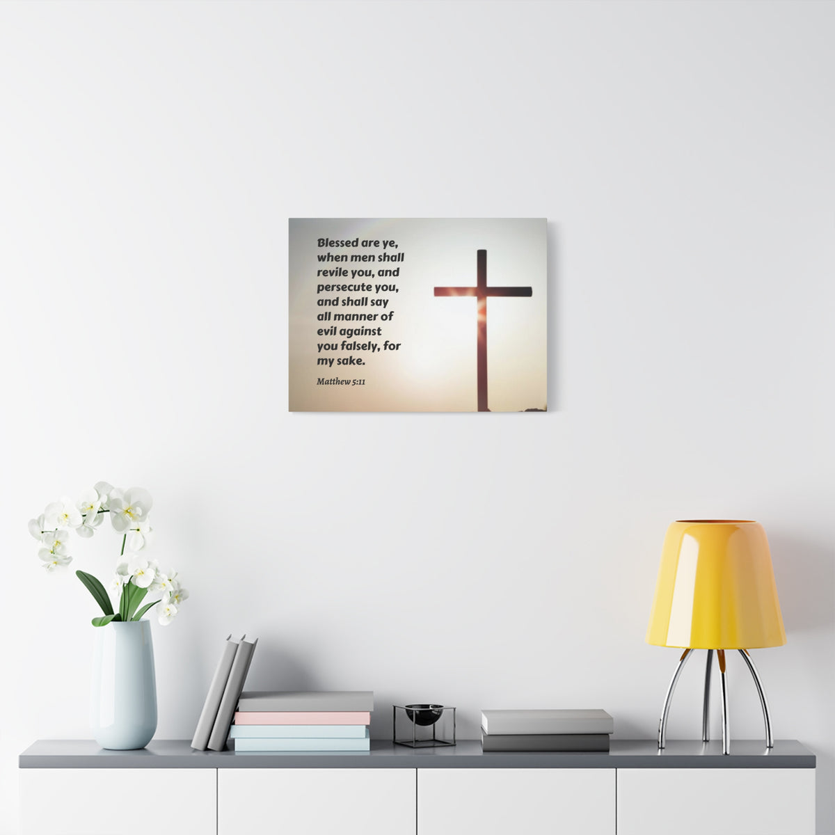 Scripture Canvas All Manner Matthew 5:11 Christian Wall Art Bible Verse Print Ready to Hang
