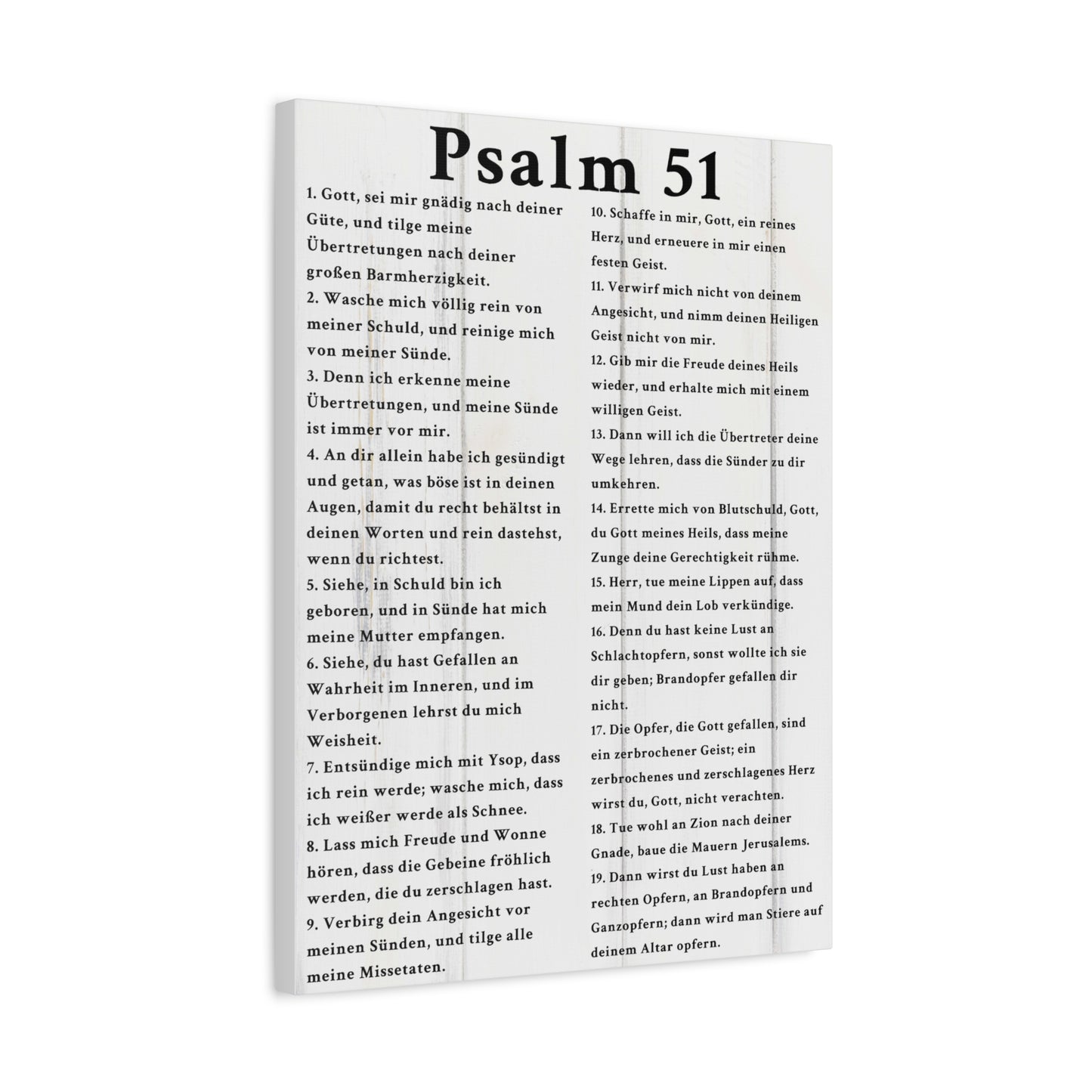 Scripture Walls Psalm 51 German White Bible Verse Canvas Christian Wall Art Ready to Hang Unframed