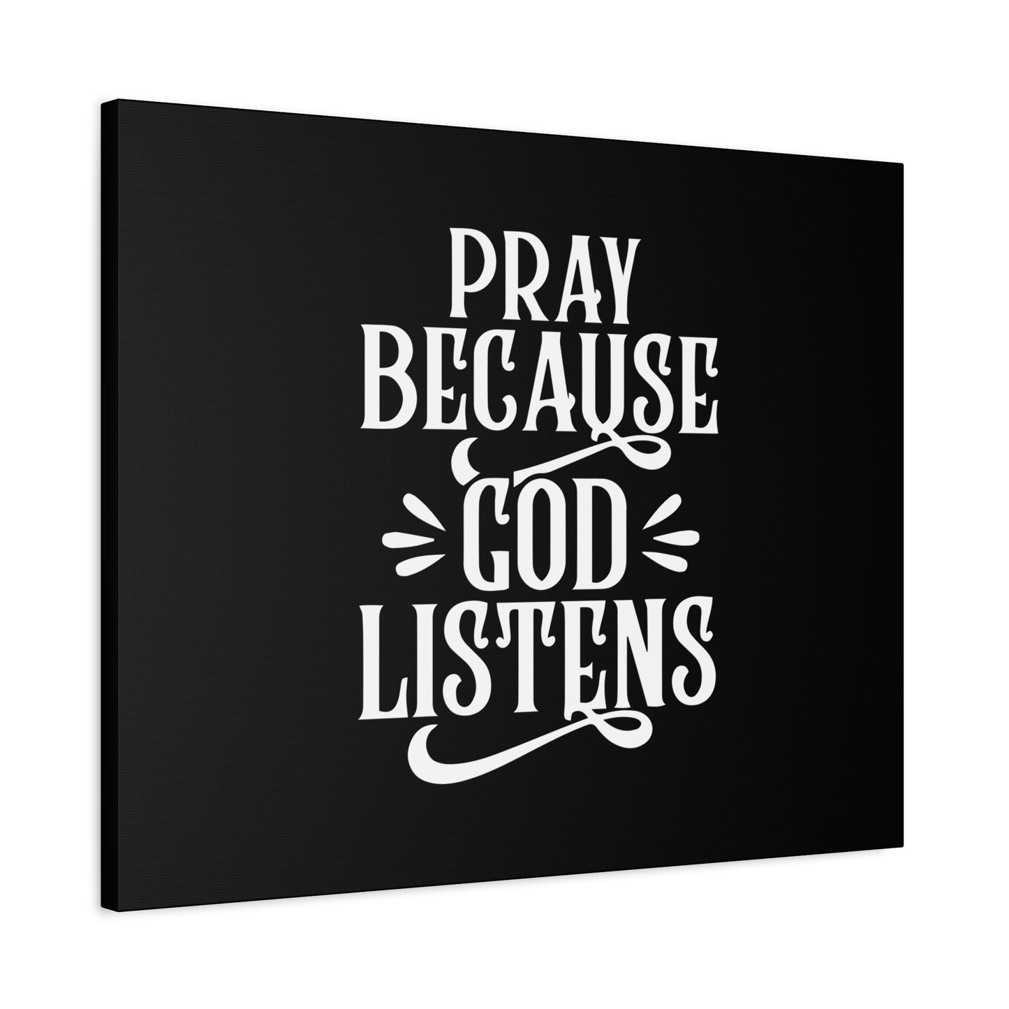 Scripture Canvas God Listens Psalm 34:17 Black Christian Wall Art Bible Verse Print Ready to Hang