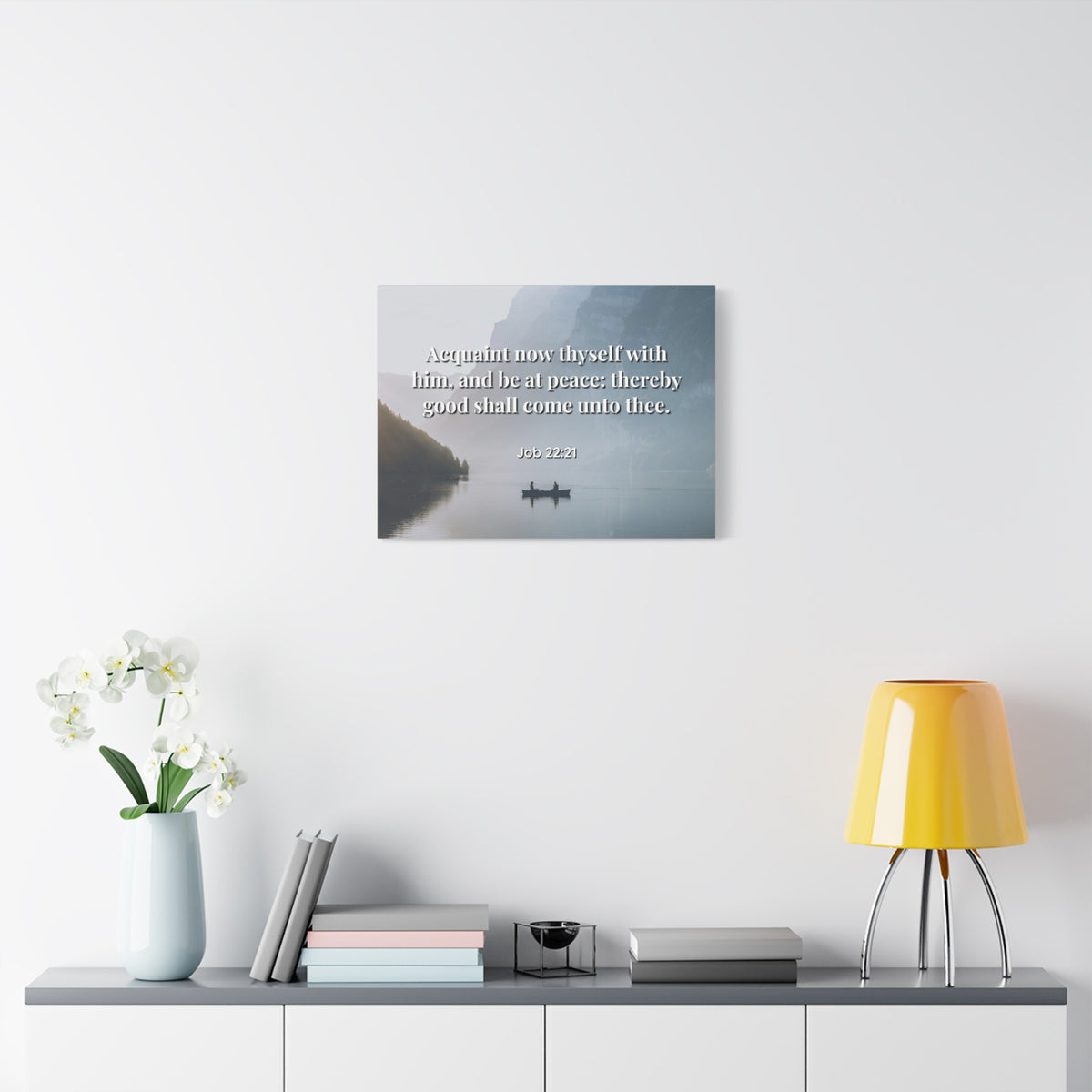 Scripture Canvas Be At Peace Job 22:21 Christian Wall Art Bible Verse Print Ready to Hang