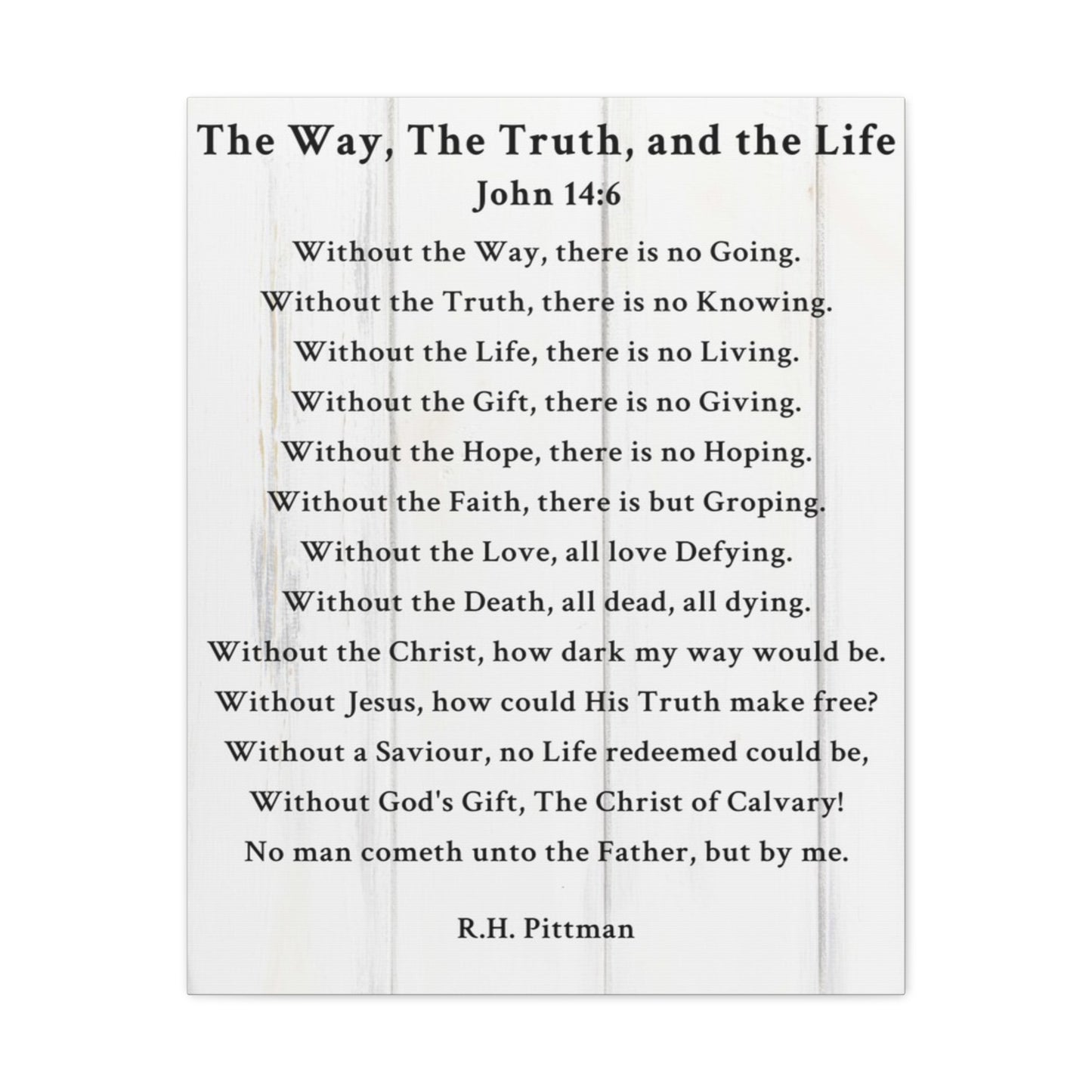 Way Truth Life John 14:6 White Bible Verse Canvas Christian Wall Art Ready to Hang Unframed