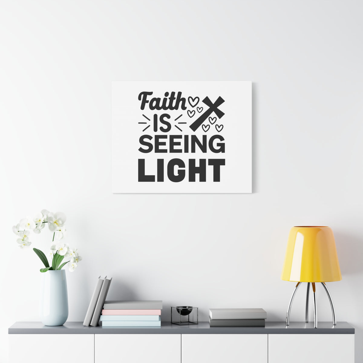 Scripture Canvas Faith Is Seeing Light John 8:12 Christian Wall Art Bible Verse Print Ready to Hang