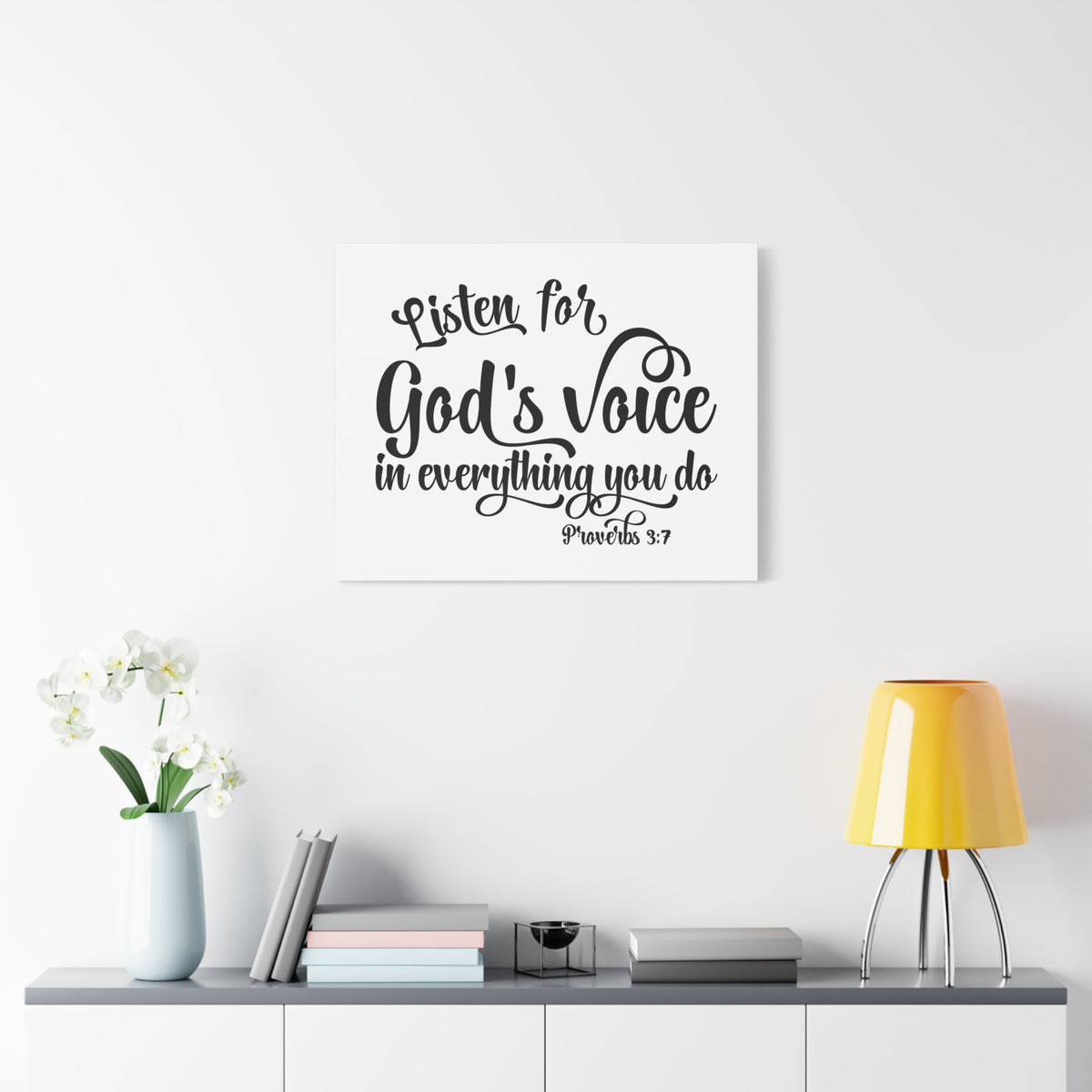 Scripture Canvas God's Voice Proverbs 3:7 Christian Wall Art Bible Verse Print Ready to Hang