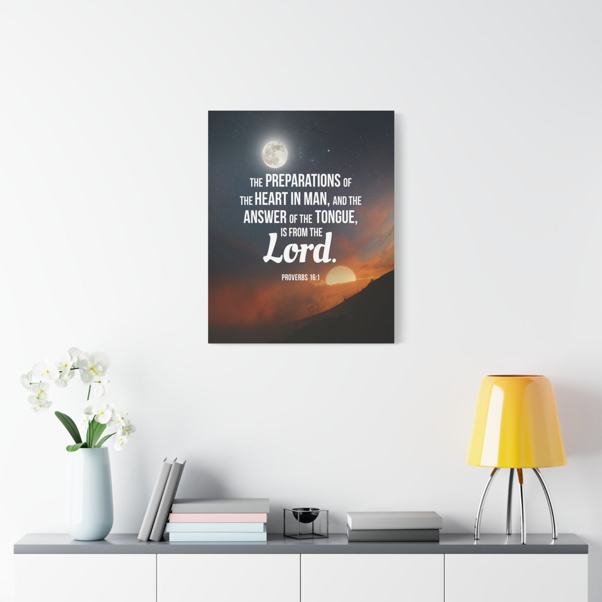 Scripture Canvas Preparations Proverbs 16:1 Christian Wall Art Bible Verse Print Ready to Hang
